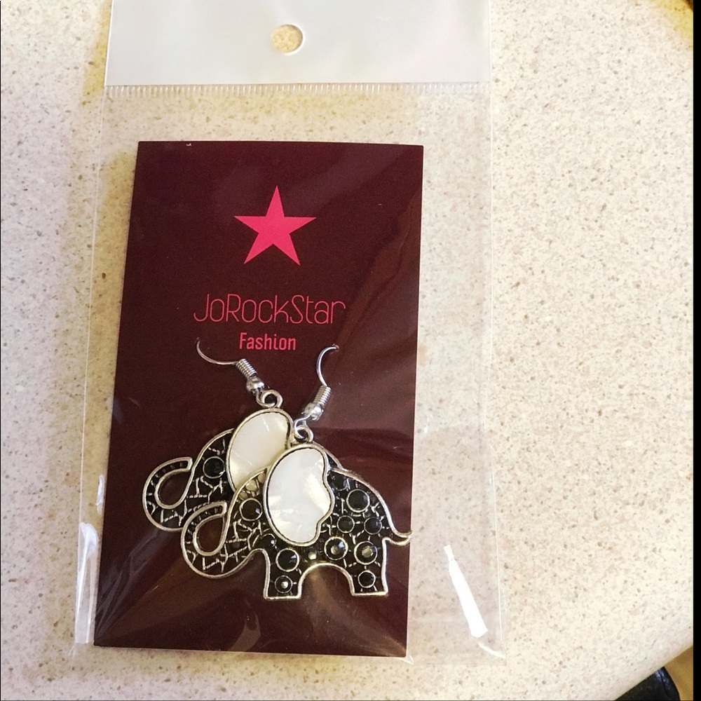 Black & White Elephant Earrings